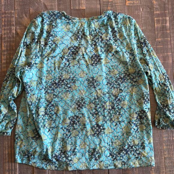 Sigrid Olsen Sport Blue Peasant Blouse Women's Size 2X - Picture 4 of 5